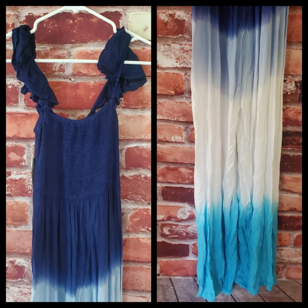 Aqua Ombre Wide Leg Jumpsuit M NWT - Picture 3 of 3